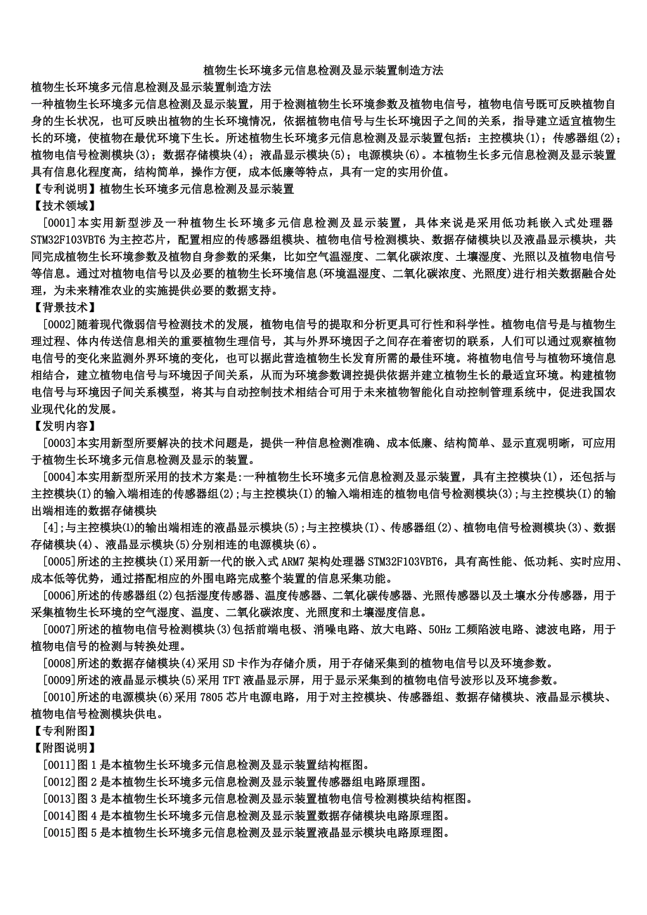 植物生长环境多元信息检测及显示装置制造方法_第1页