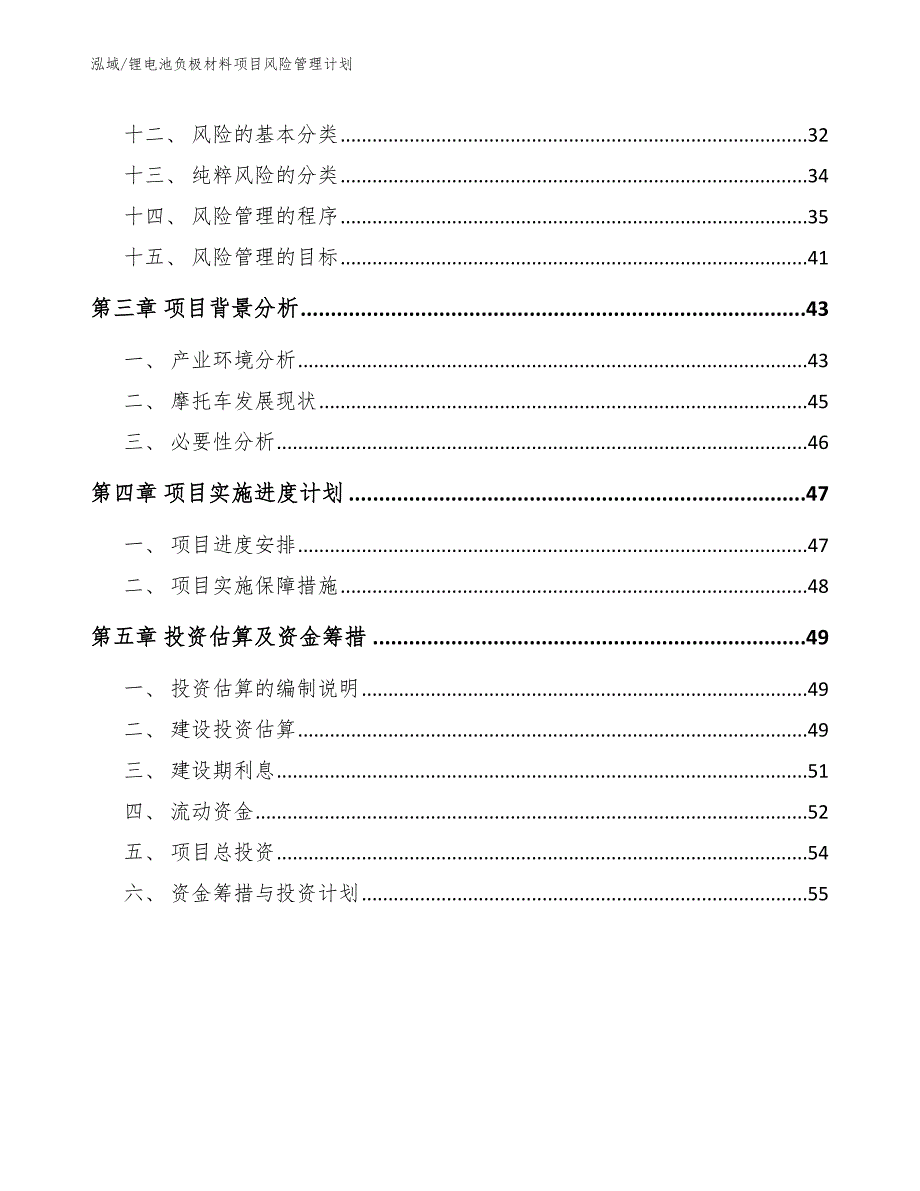 锂电池负极材料项目风险管理计划_第3页