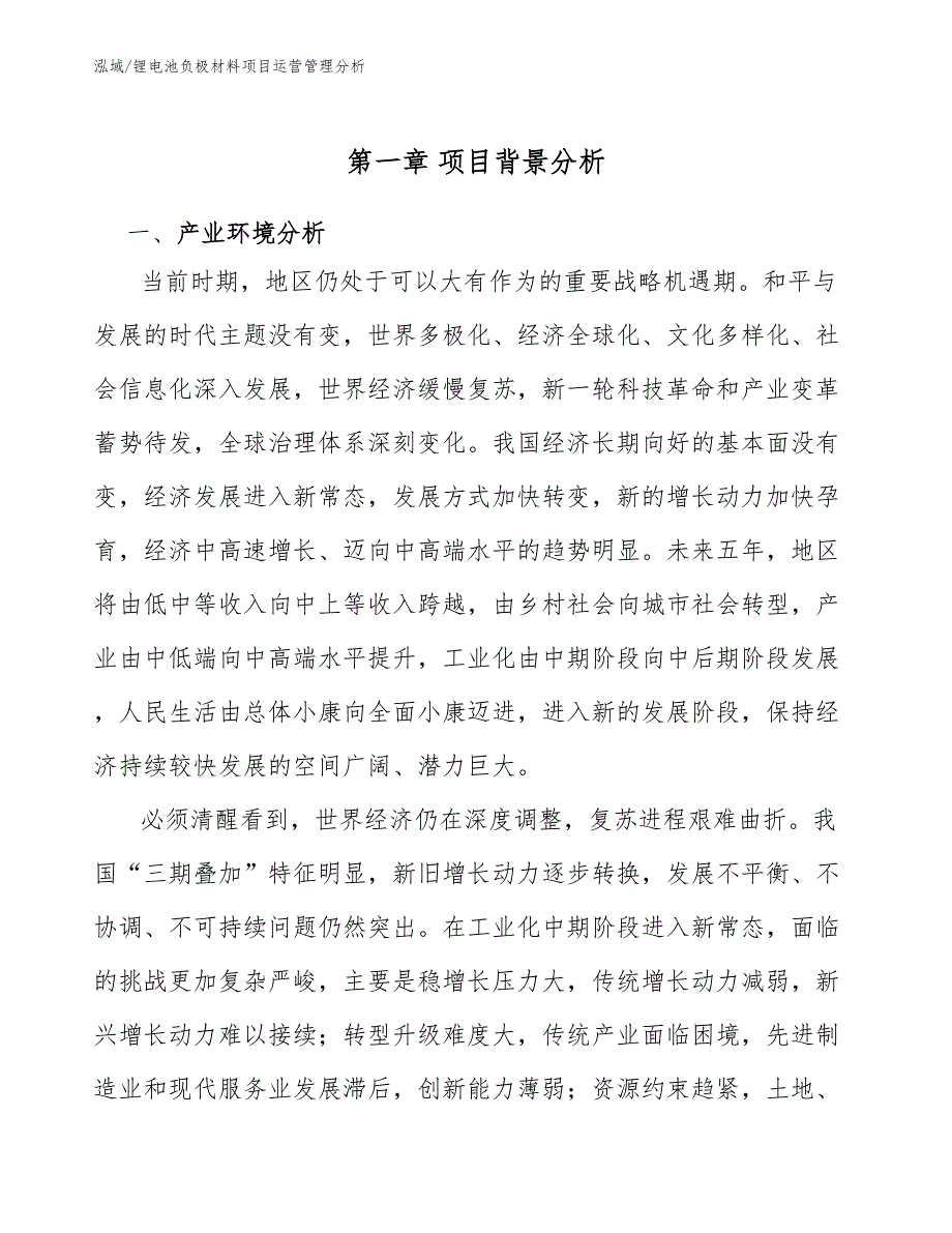 锂电池负极材料项目运营管理分析_范文_第3页