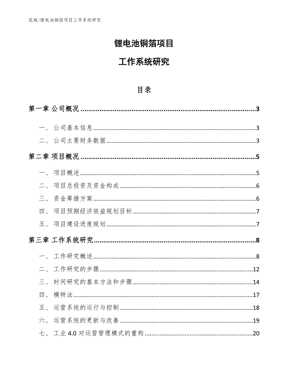 锂电池铜箔项目工作系统研究【参考】_第1页