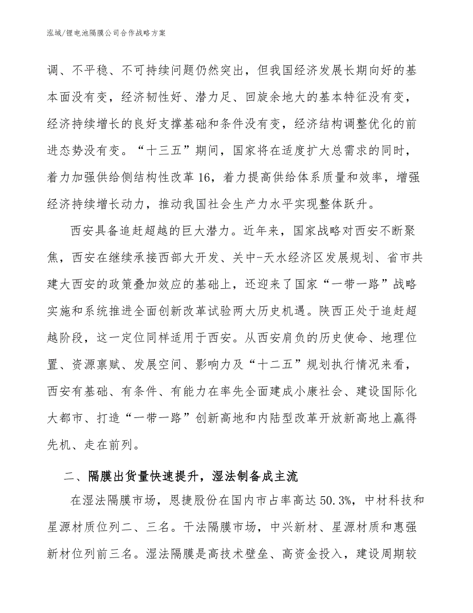 锂电池隔膜公司合作战略方案_范文_第4页