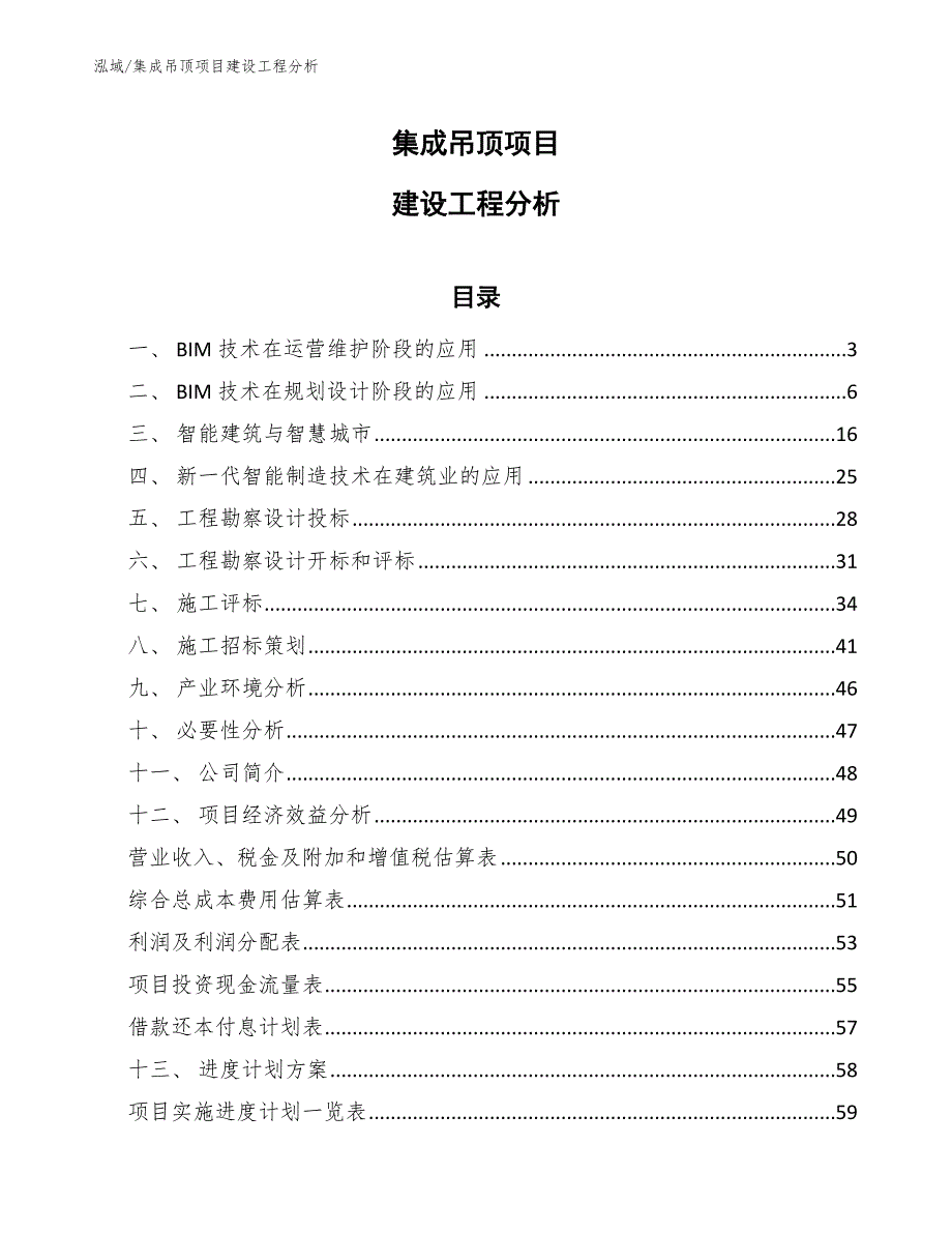 集成吊顶项目建设工程分析（范文）_第1页