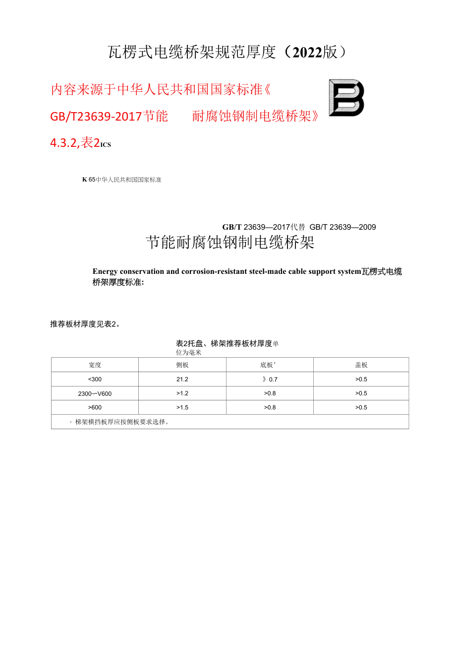 瓦楞式电缆桥架规范厚度_第1页