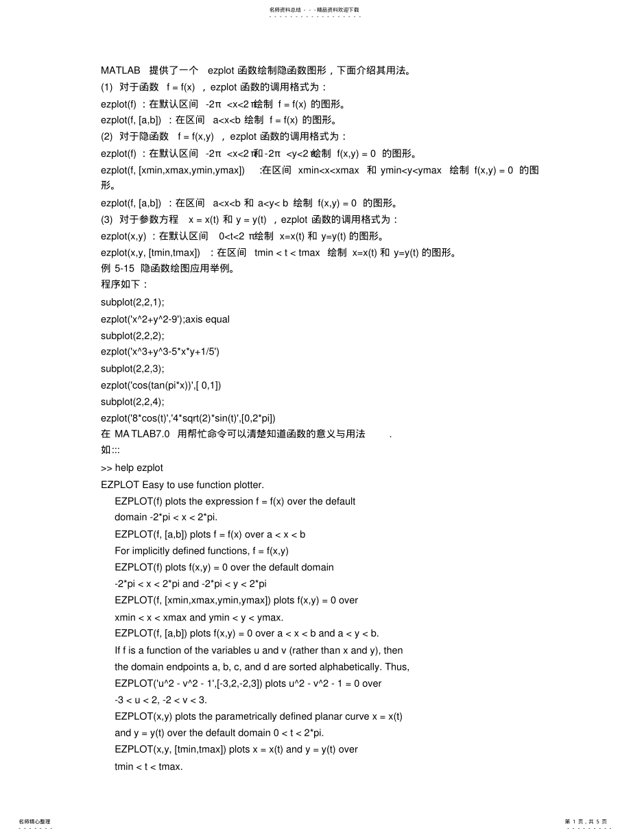 2022年matlab隐函数绘图相关问题_第1页