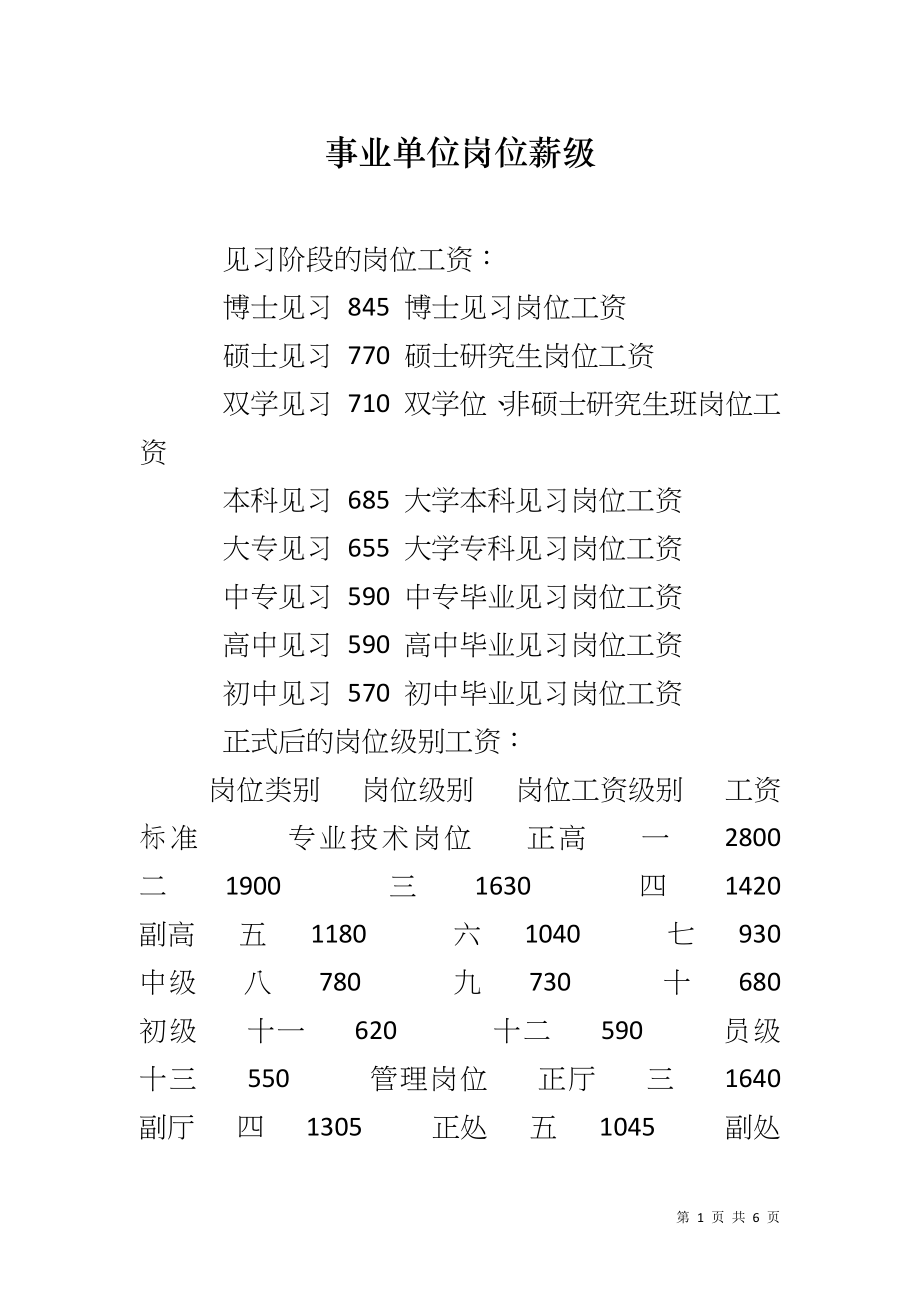 事业单位岗位薪级_第1页
