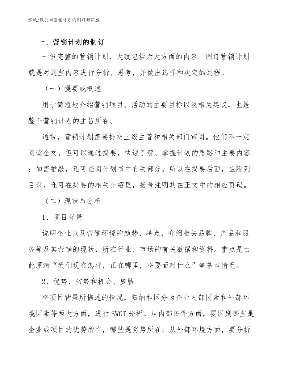 镍公司营销计划的制订与实施（范文）_第2页