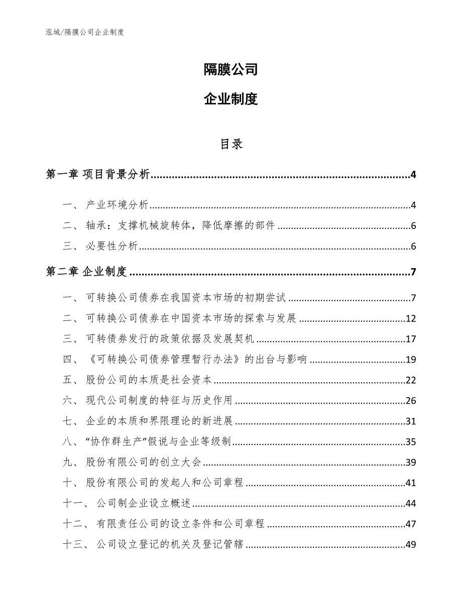 隔膜公司企业制度_第1页