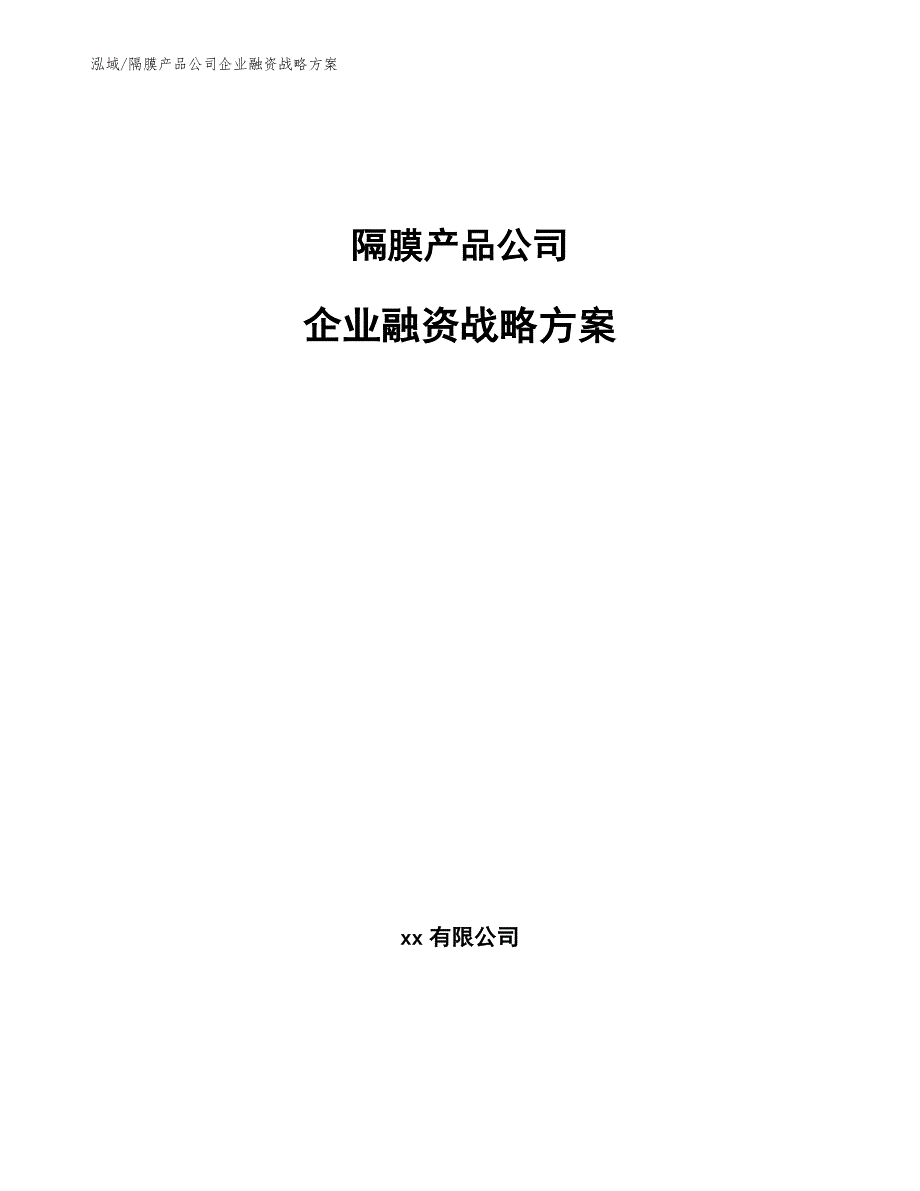 隔膜产品公司企业融资战略方案_范文_第1页