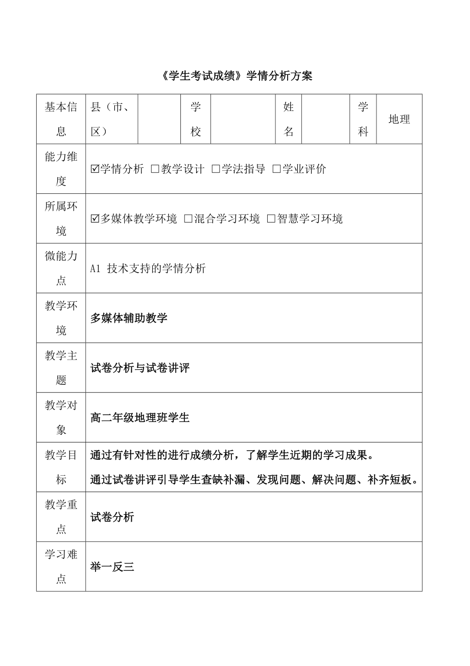 《学生考试成绩》学情分析方案_第1页