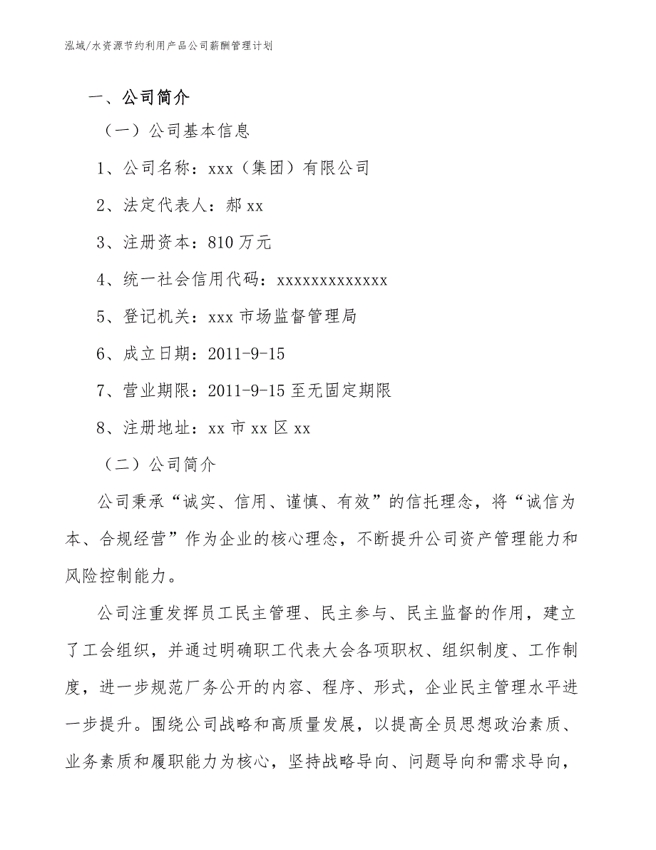 水资源节约利用产品公司薪酬管理计划（范文）_第4页