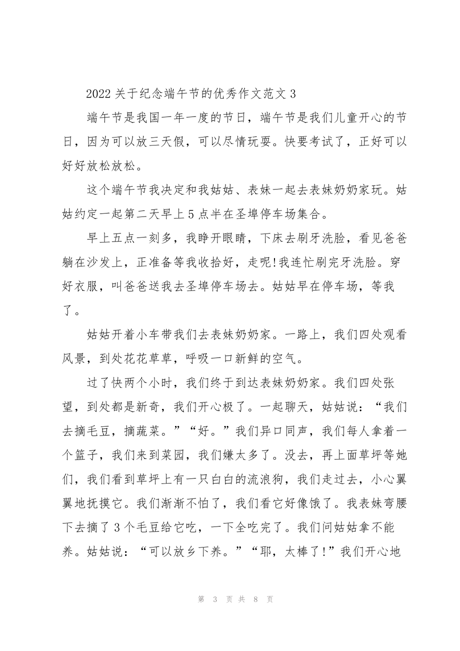 2022关于纪念端午节的优秀作文范文7篇_第3页