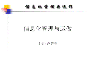 信息技术--信息化管理与运做