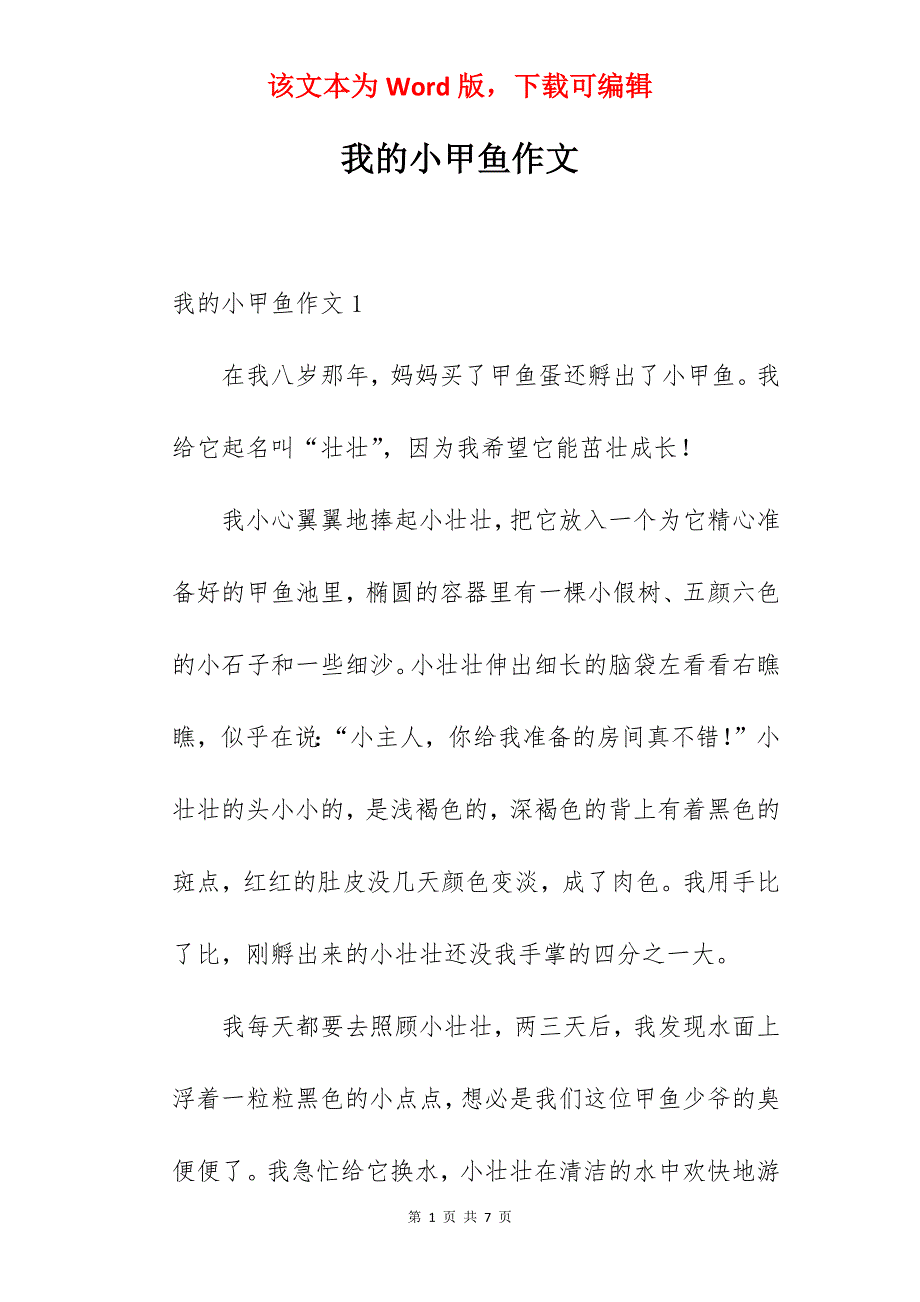 我的小甲鱼作文_第1页