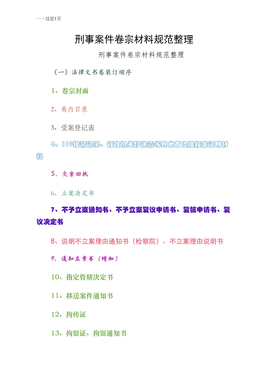 刑事案件卷宗材料规范整理五_第1页