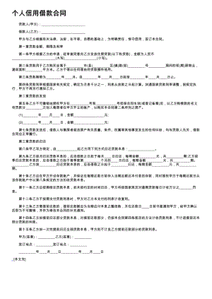 (新版)个人信用借款合同