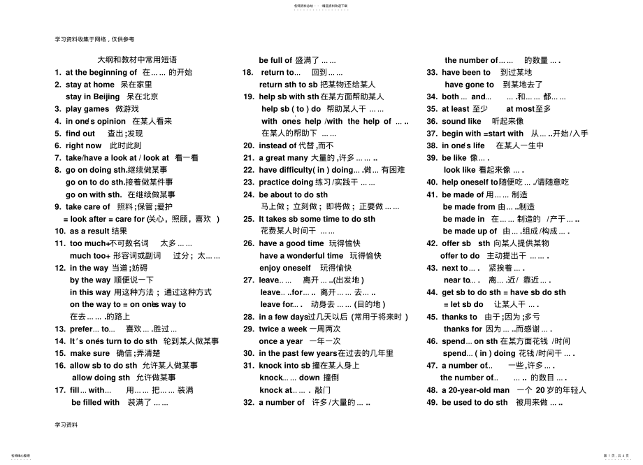 2022年春季高考英语《大纲短语》精品教育.doc_第1页