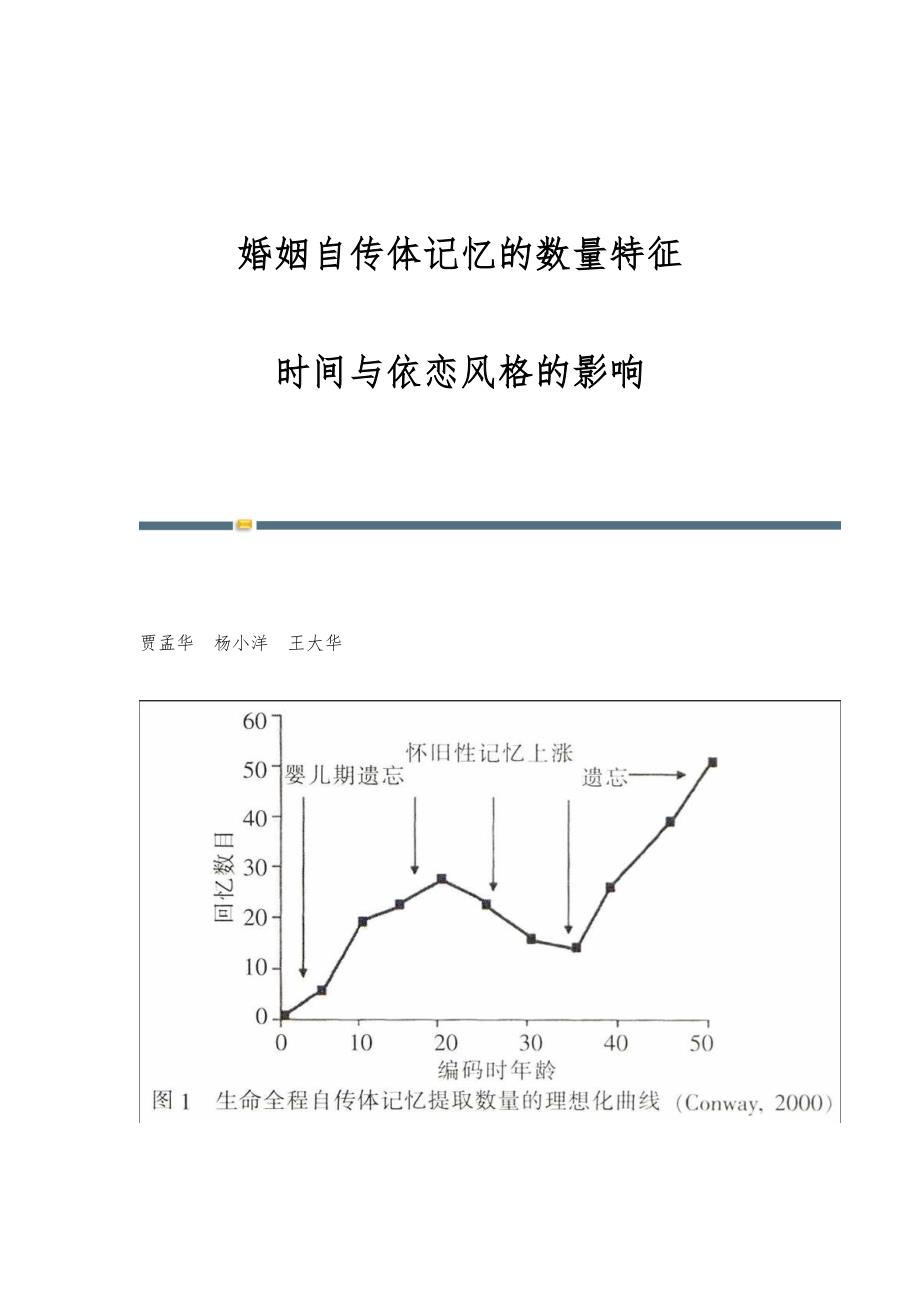婚姻自传体记忆的数量特征：时间与依恋风格的影响_第1页