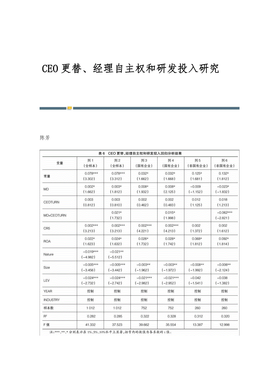 CEO更替、经理自主权和研发投入研究_第1页