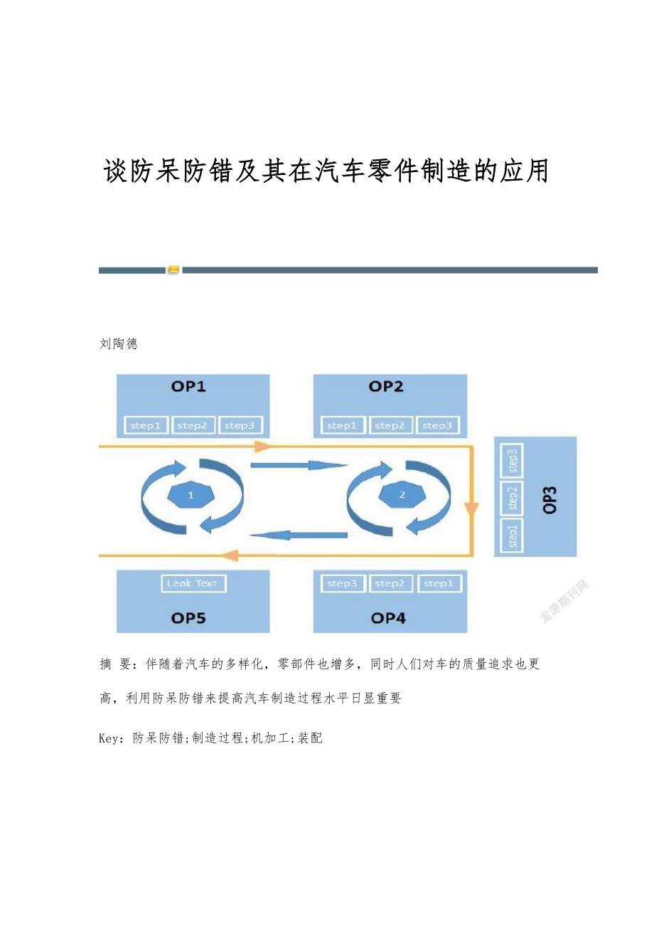 谈防呆防错及其在汽车零件制造的应用_第1页