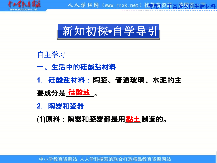 2013苏教版选修1专题3第二单元《功能各异的无机非金属材料》ppt课件_第3页