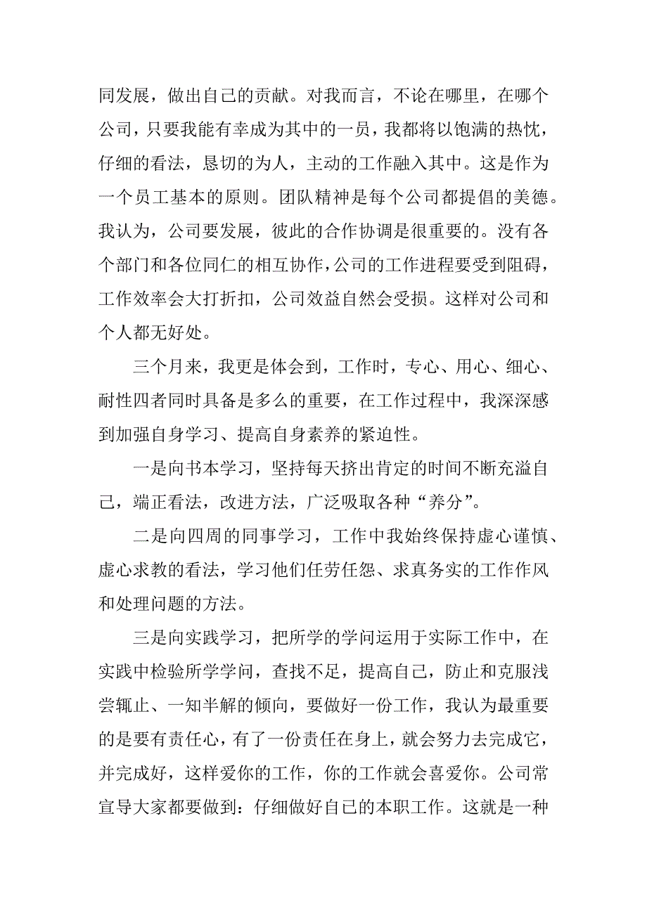 公司员工转正工作总结写作范本_第2页