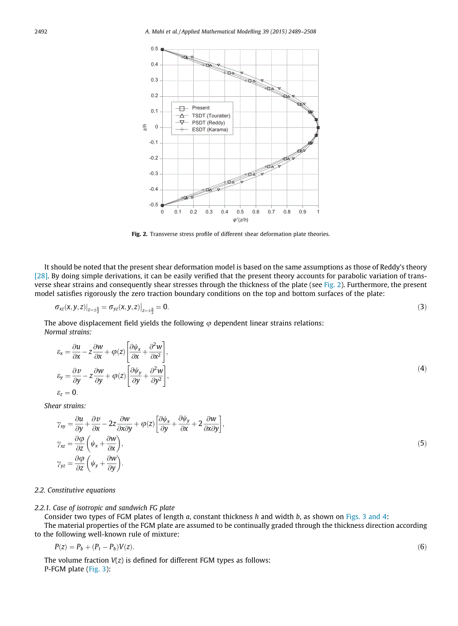 A new hyperbolic shear deformation theory for bending and free vibration analysis of isotropic, functionally graded, sandwich and laminated composite plates_第4页