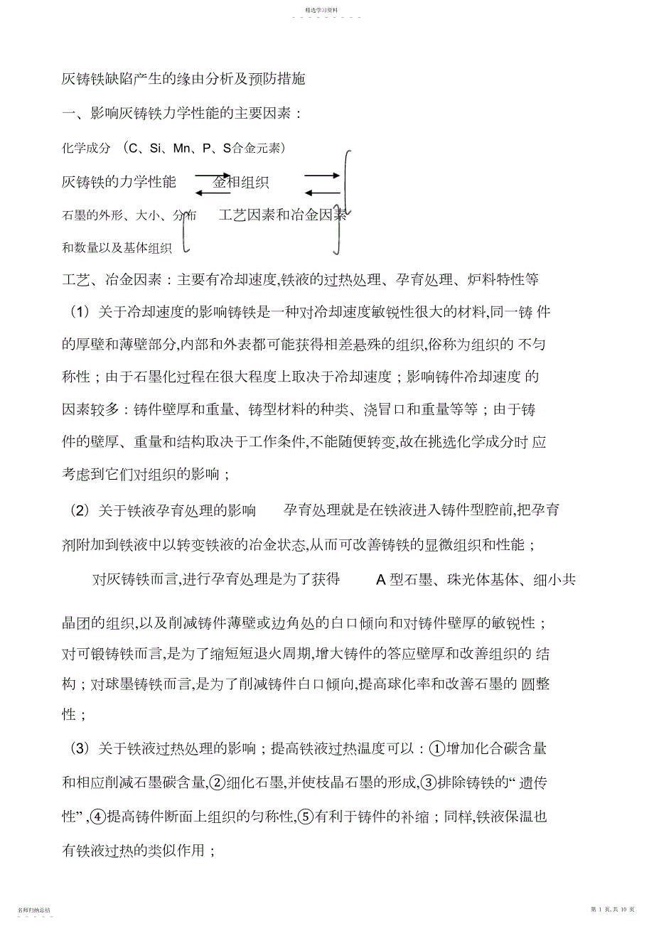 2022年灰铸铁缺陷产生的原因分析及预防措施_第1页