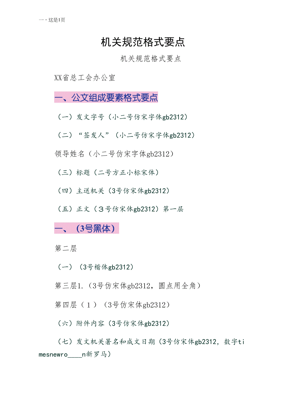 机关规范公文写作格式要点简约版_第1页