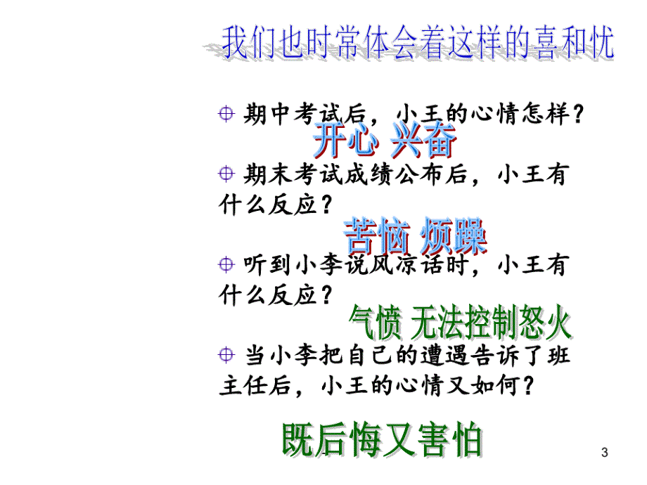 七年级政治上册-第六课第一框-丰富多彩的情绪--人教新课标版PPT课件_第3页