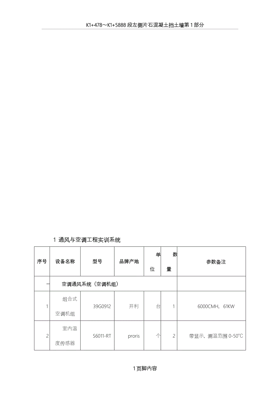 通风空调设备清单_第1页