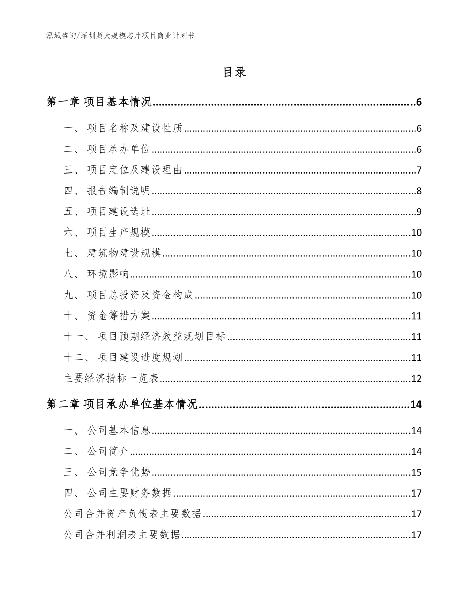 深圳超大规模芯片项目商业计划书【模板范本】_第1页