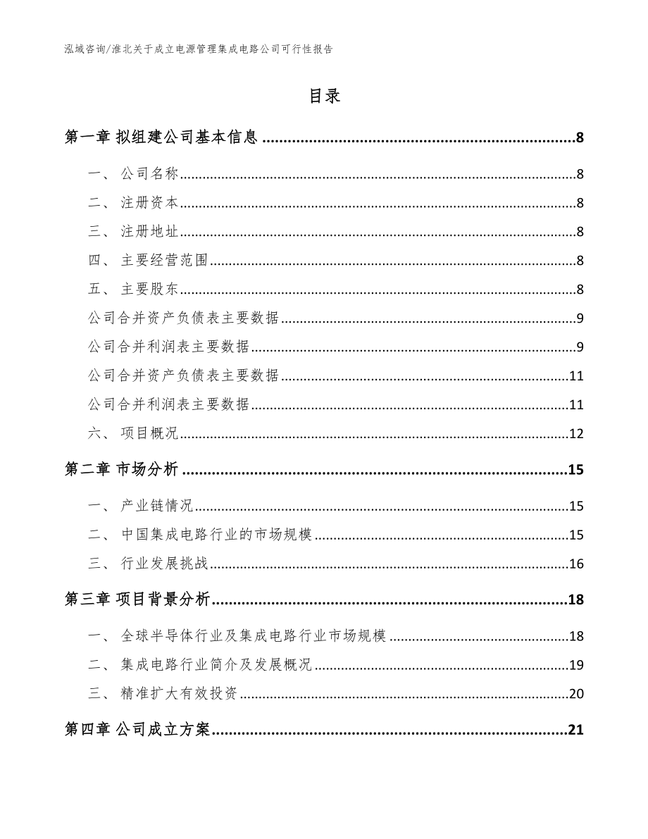 淮北关于成立电源管理集成电路公司可行性报告模板范本_第2页