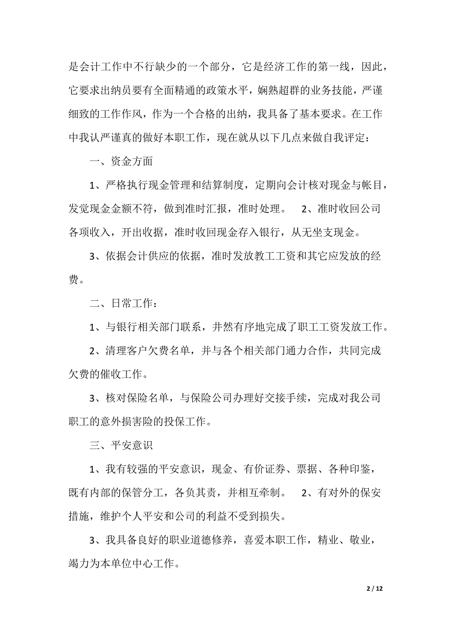 出纳自我评价_第2页