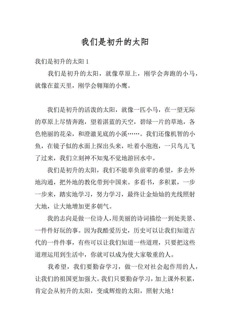 我们是初升的太阳范本_第1页