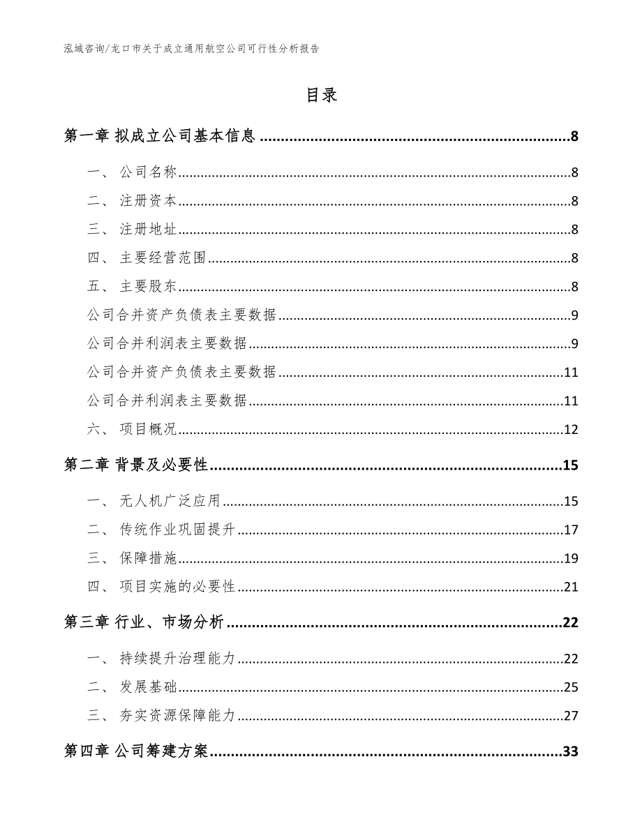 龙口市关于成立通用航空公司可行性分析报告_模板_第2页