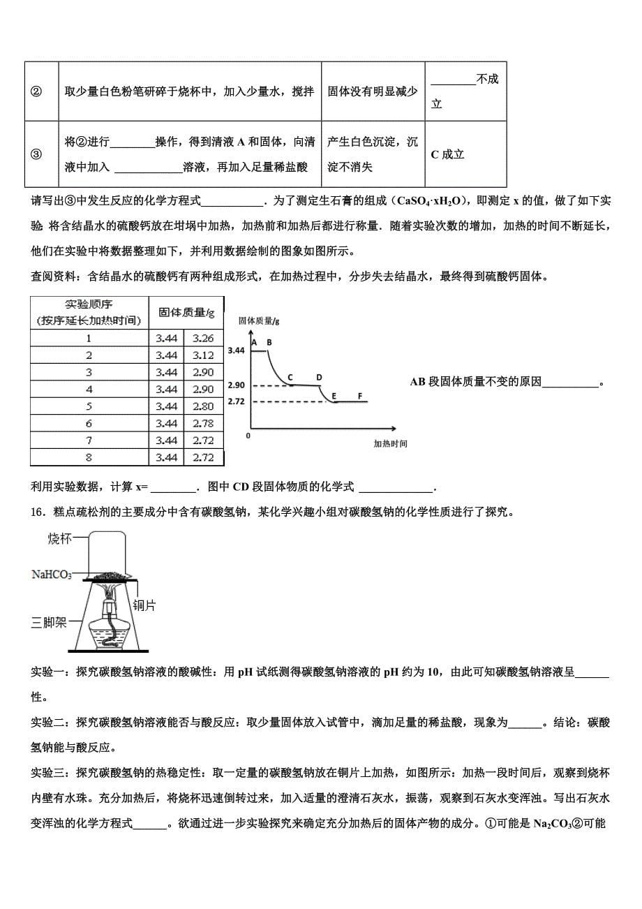 2022年安徽省宣城市第十二中学中考化学适应性模拟试题含解析_第5页