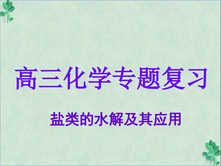 高三化学专题复习盐类的水解及其应用ppt课件人教版_第1页