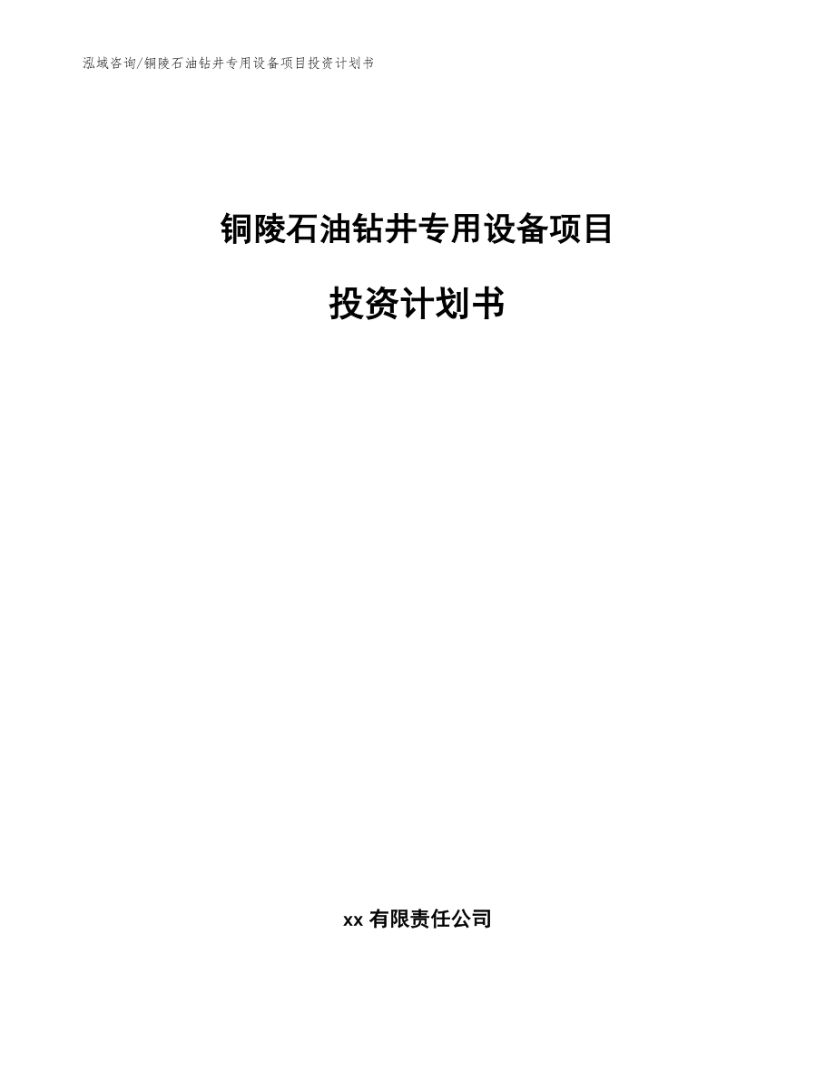 铜陵石油钻井专用设备项目投资计划书_第1页