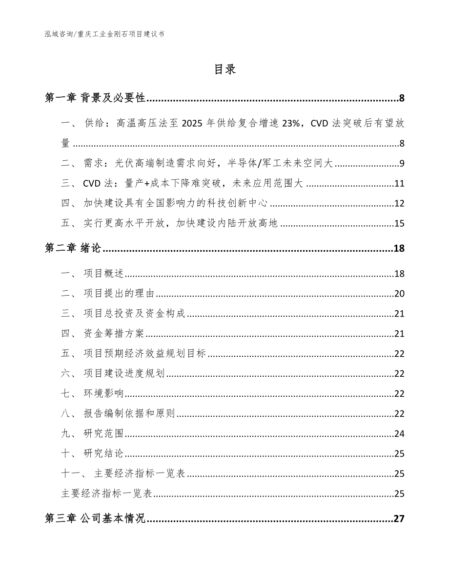 重庆工业金刚石项目建议书_第1页