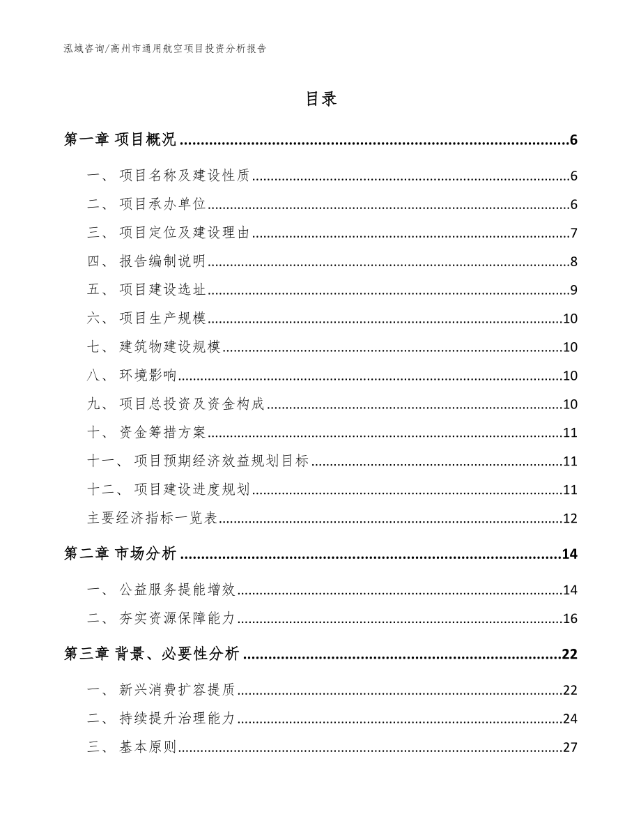 高州市通用航空项目投资分析报告范文参考_第1页