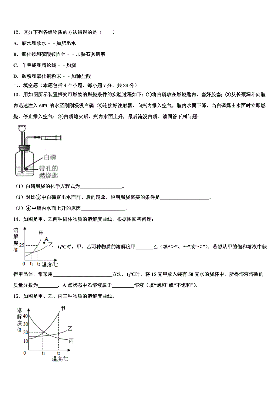 2022年山东省临朐县重点名校中考化学对点突破模拟试卷含解析_第4页