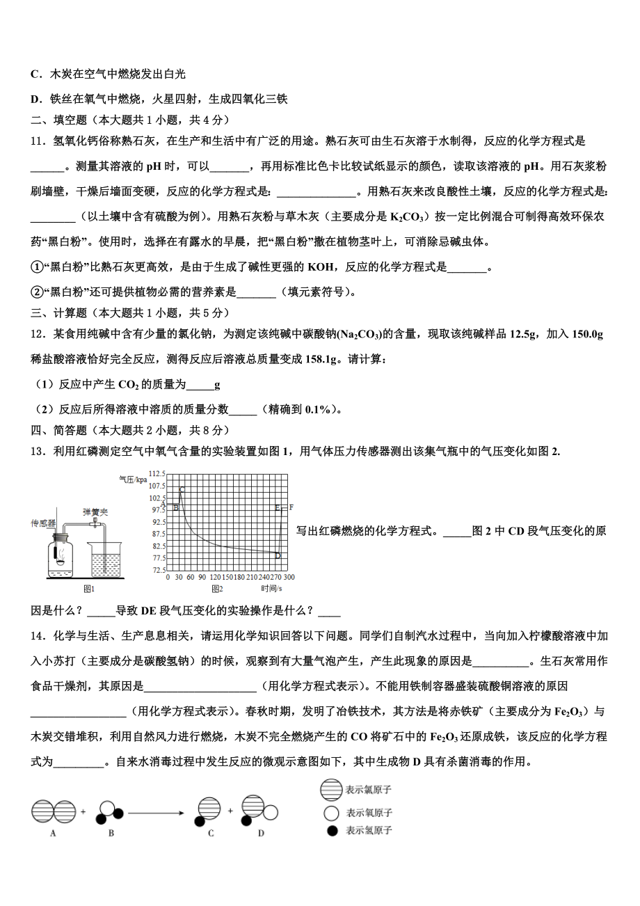 广东省汕头市金山中学2022年中考化学考试模拟冲刺卷含解析_第3页