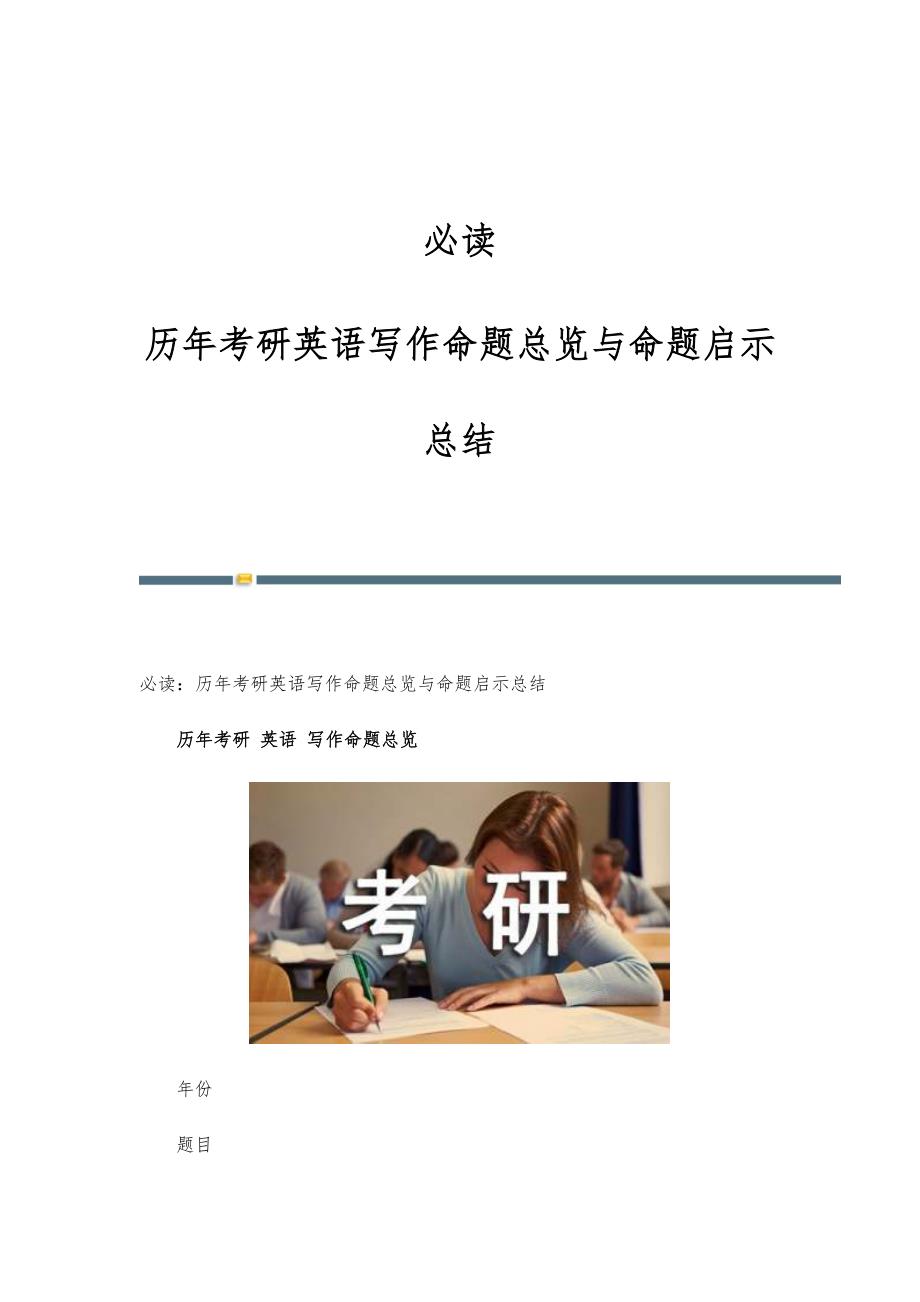 必读历年考研英语写作命题总览与命题启示总结_第1页