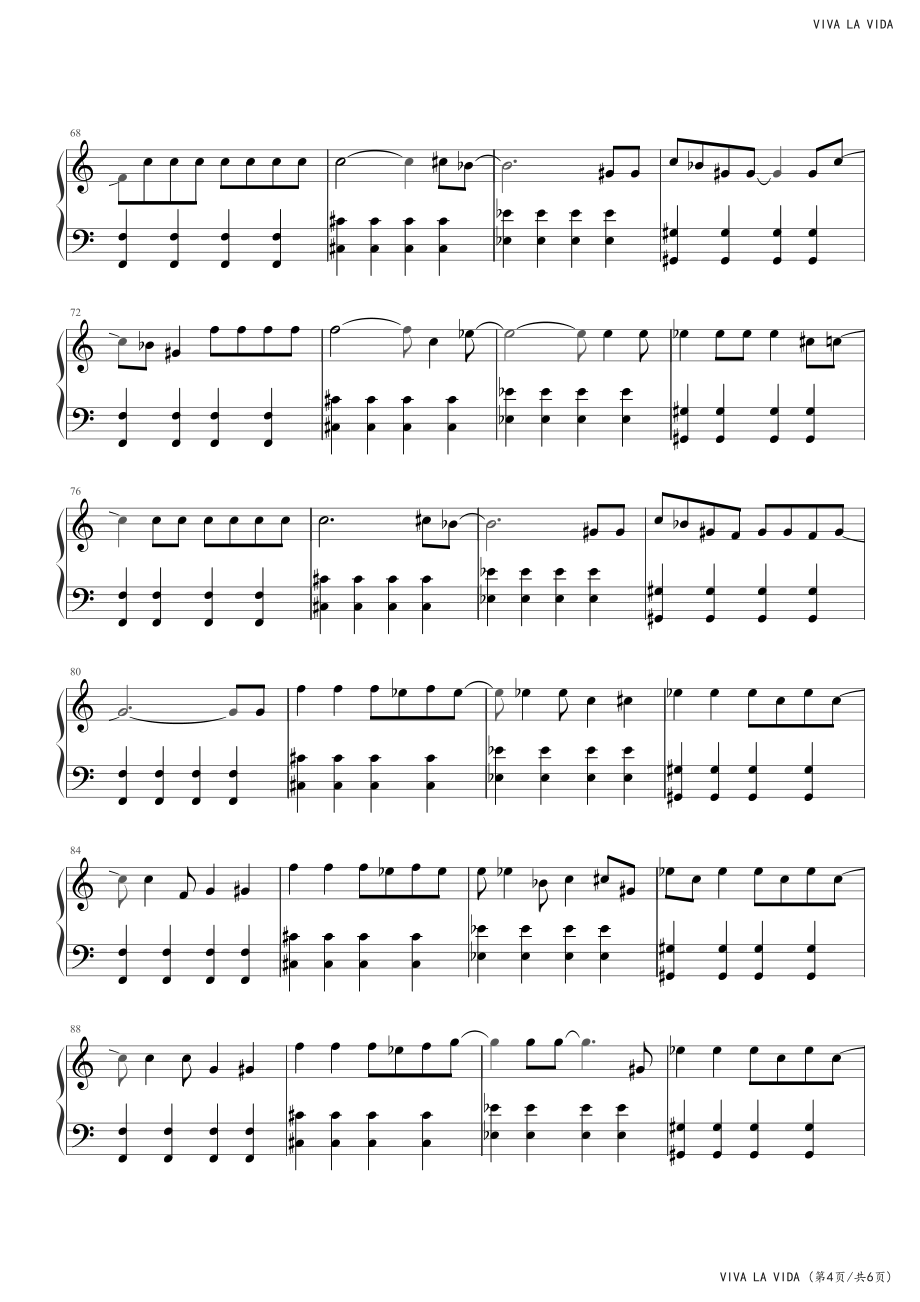 VIVA LA VADA-简化版高清钢琴谱五线谱_第4页