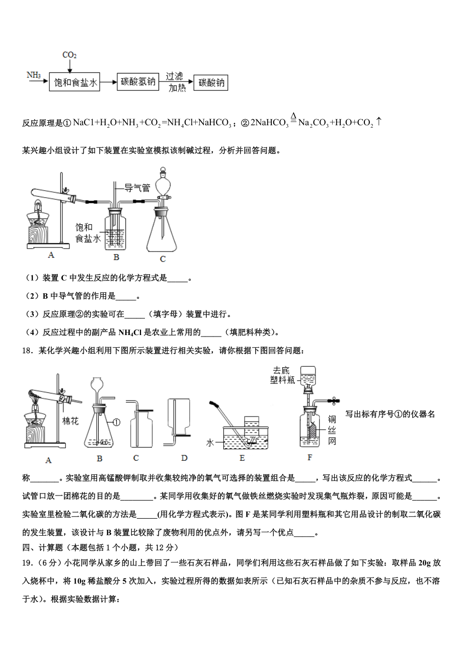 华师版市级名校2021-2022学年中考化学仿真试卷含解析_第4页