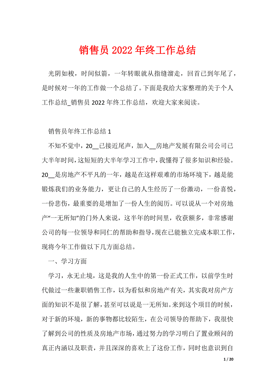 销售员2022年终工作总结_第1页