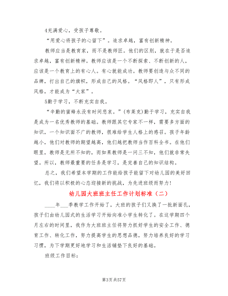 幼儿园大班班主任工作计划标准(20篇)_第3页