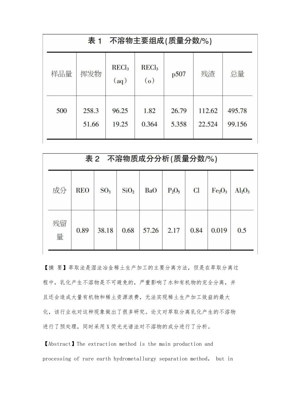 混合氯化稀土溶液萃取过程中不溶物研究_第3页