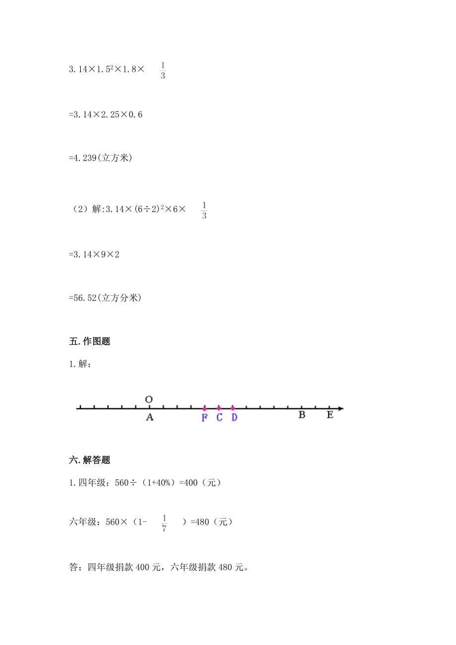 小学六年级下册（数学）期末测试卷精品（巩固）_第5页