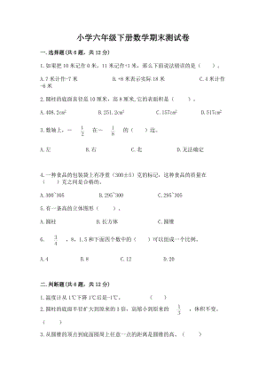 小学六年级下册（数学）期末测试卷精品（巩固）